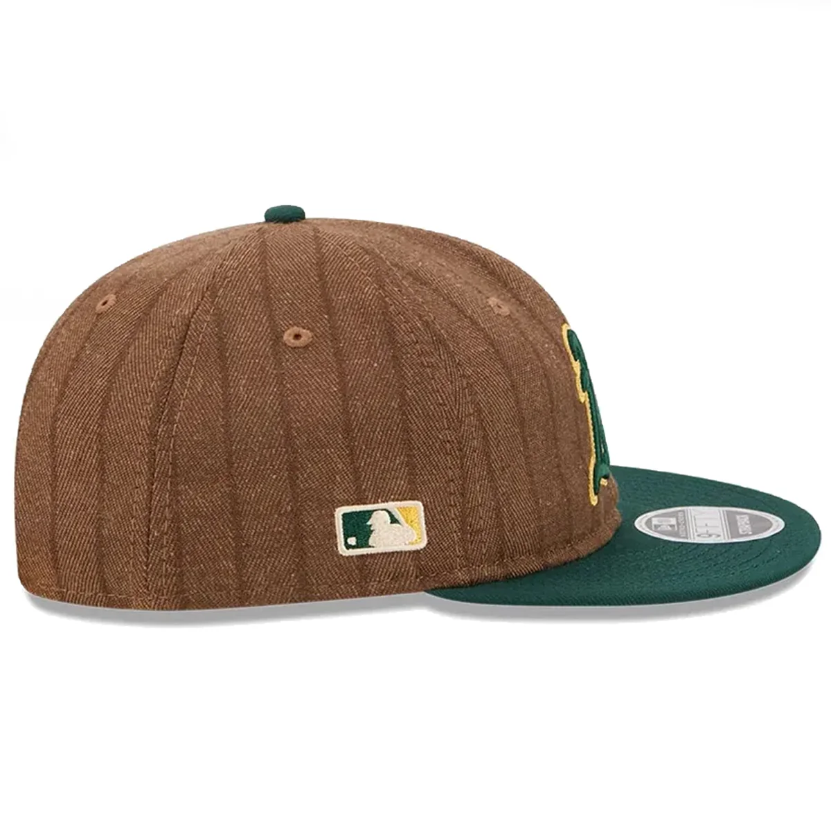 New Era Oakland A's Wool Pinstripe 9Fifty Strap Back - Brown/Green - Image 3