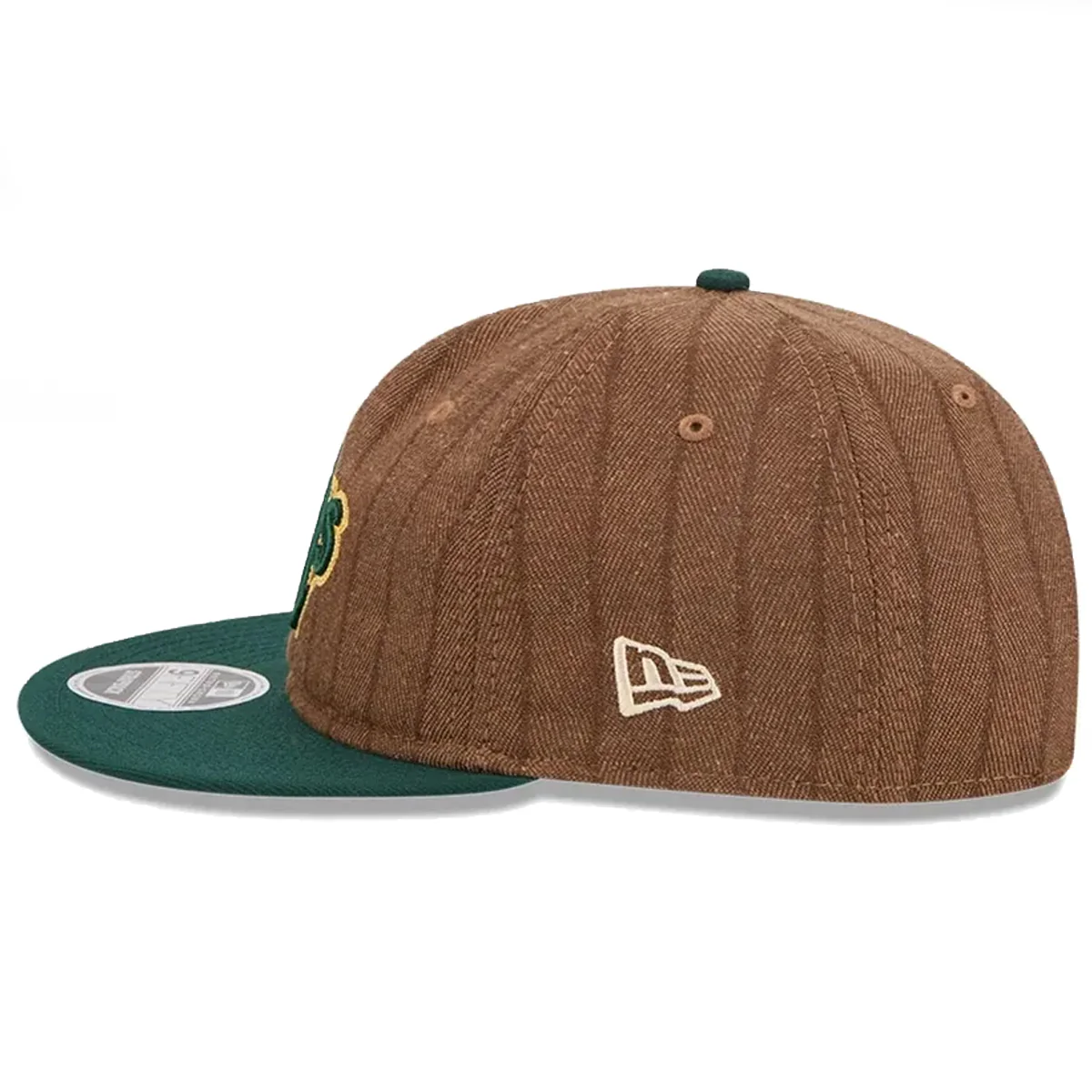 New Era Oakland A's Wool Pinstripe 9Fifty Strap Back - Brown/Green - Image 4