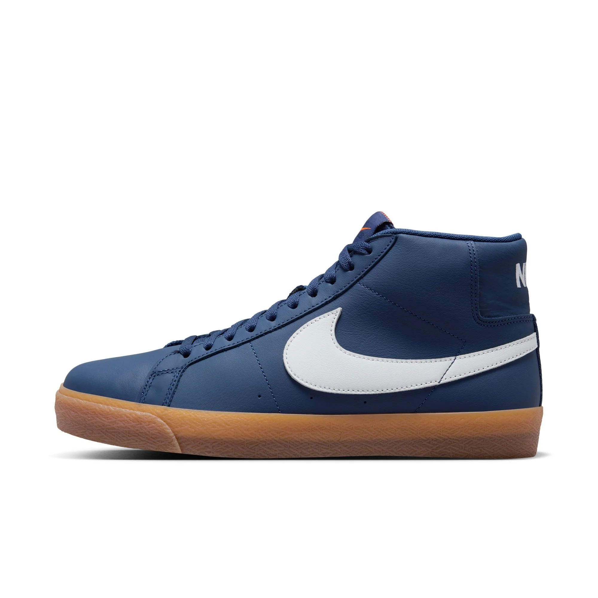 Nike SB Blazer Mid Orange Label ISO - Navy Leather/Gum - Image 3