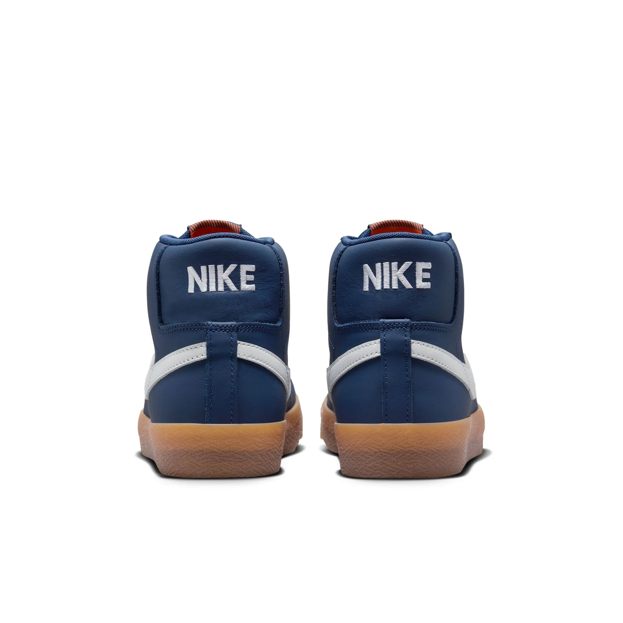 Nike SB Blazer Mid Orange Label ISO - Navy Leather/Gum - Image 4