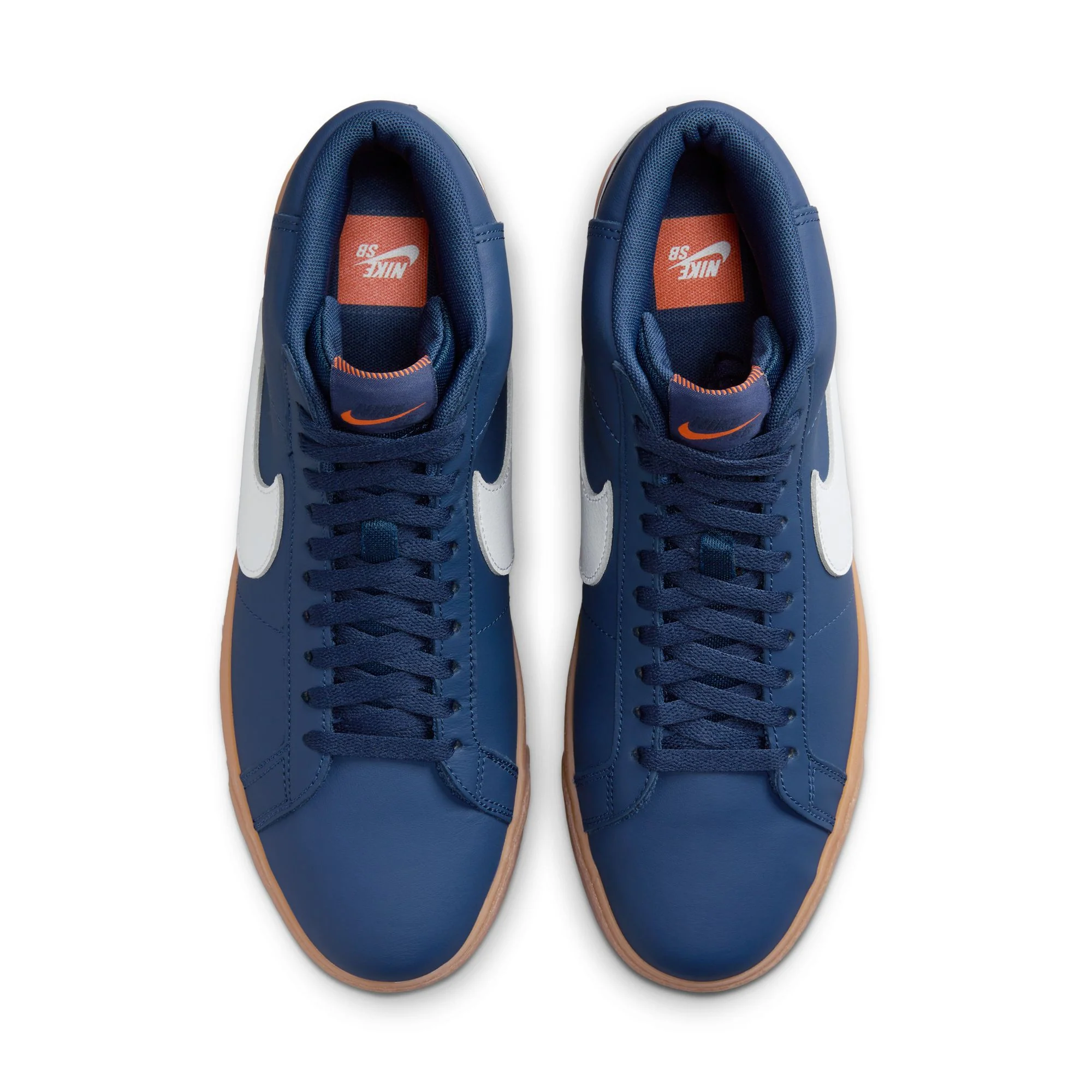 Nike SB Blazer Mid Orange Label ISO - Navy Leather/Gum - Image 5