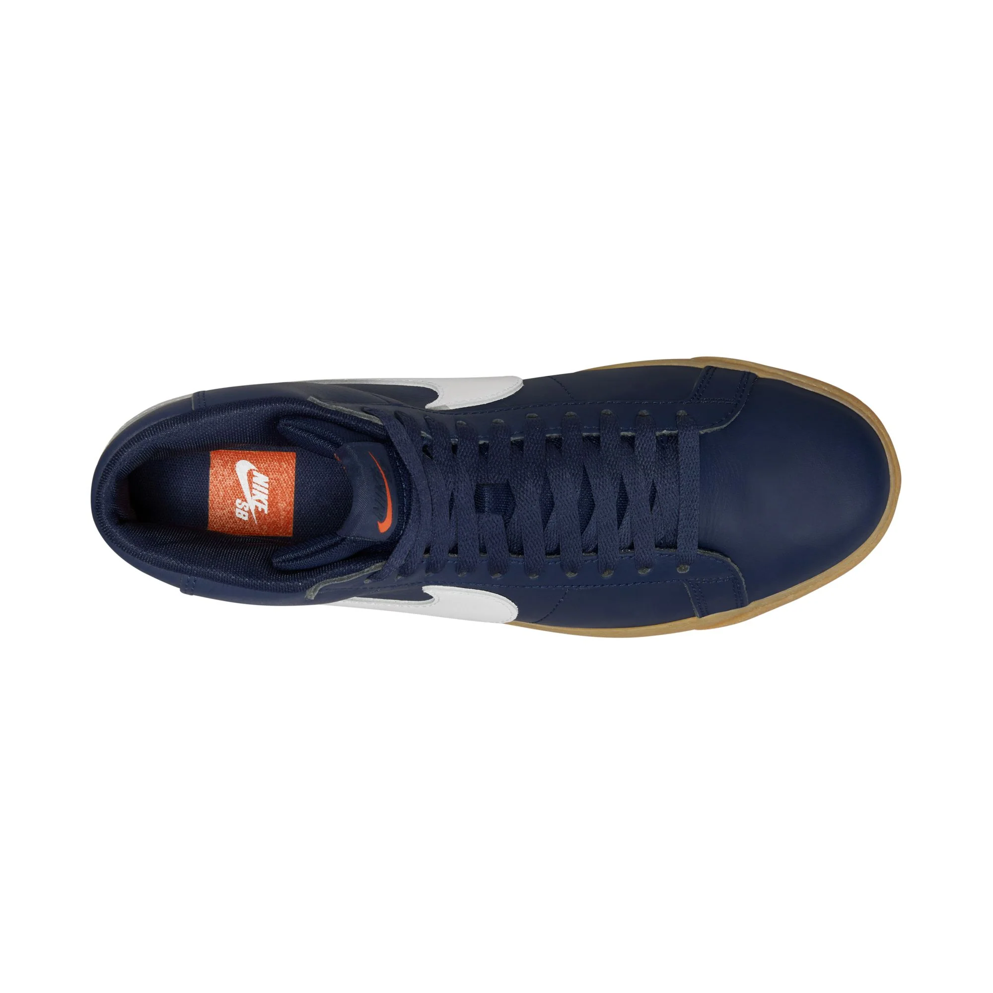 Nike SB Blazer Mid Orange Label ISO - Navy Leather/Gum - Image 6