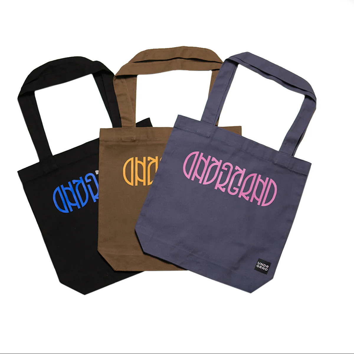 Underground Ambigram Tote Bag - Black Canvas - Image 3