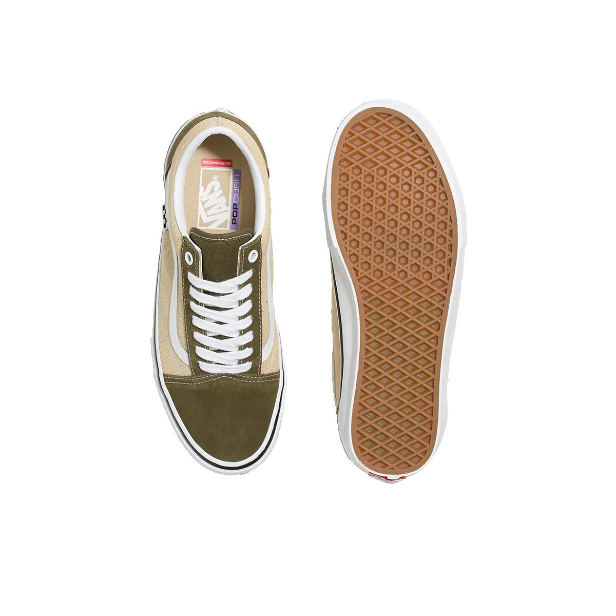 Vans Skate Old Skool - Dark Olive/White - Image 3